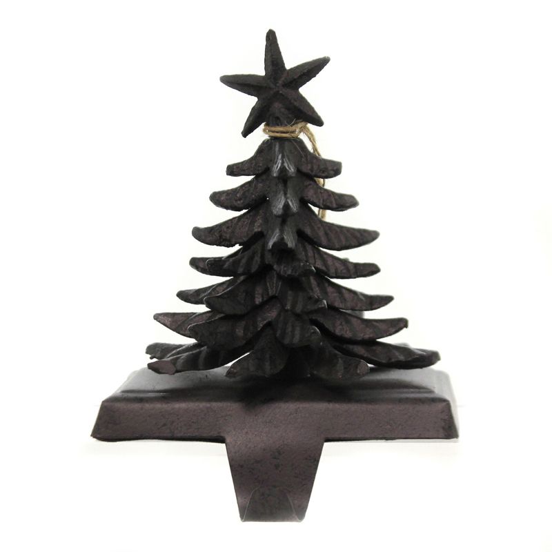 Christmas 5.5" Christmas Tree Stocking Holder. Star Mantle Shelf  -  Stocking Holders