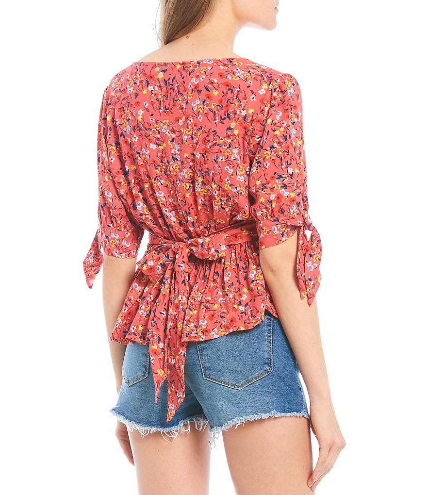 Jessica Simpson Briana Floral Print Peplum Top