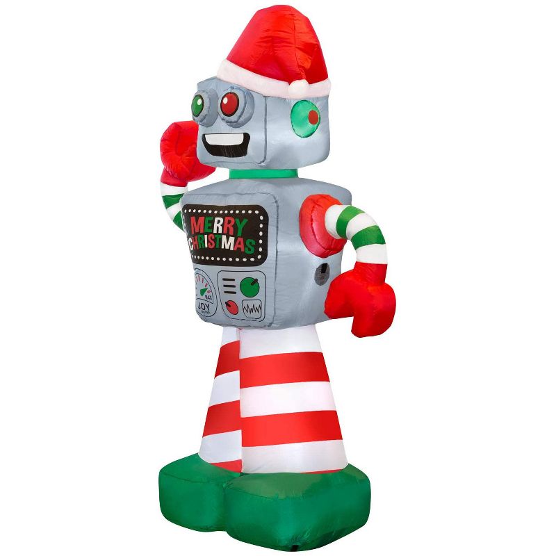 Holidayana 6 Foot Tall Giant Inflatable Robot Holiday Ornament Yard Decoration with Blower Fan, Tie Down Straps, and Ground Anchor Stakes