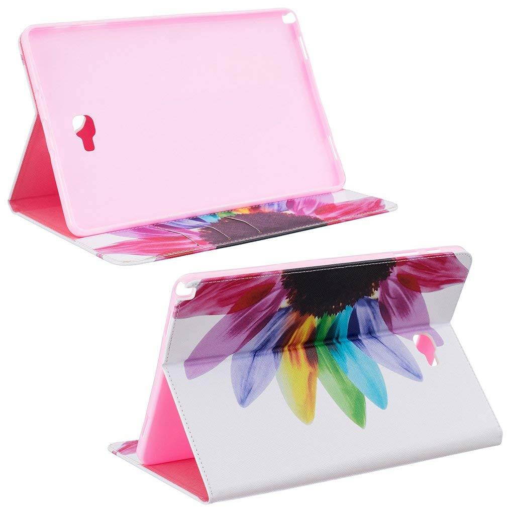 Galaxy Tab A 10.1 Case, iYCK Premium PU Leather Flip Folio [Card Slot] Protective Shell Wallet Case Cover with Stand Kickstand for Samsung Galaxy Tab A 10.1inch SM-T580 - Colorful Flower