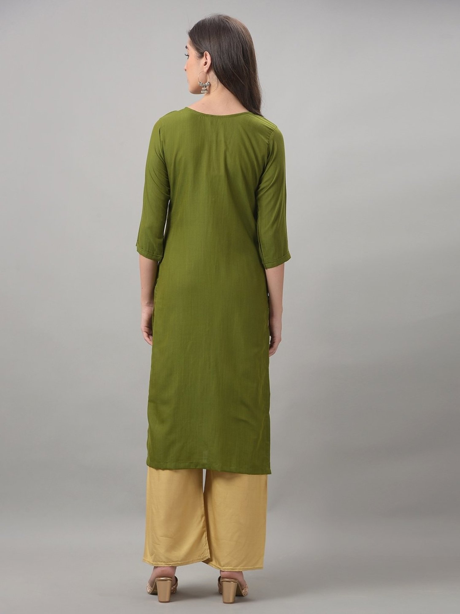 Dollar Missy Green Embroidered Straight Kurta