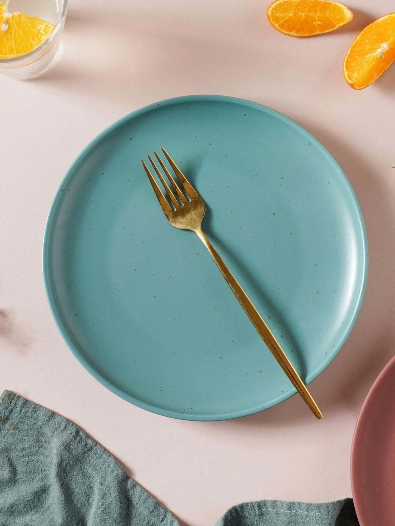 Nestasia Turquoise Color, Microwaveable, Lead-Free & Food-Safe Ceramic Snack Plate, 8-inch