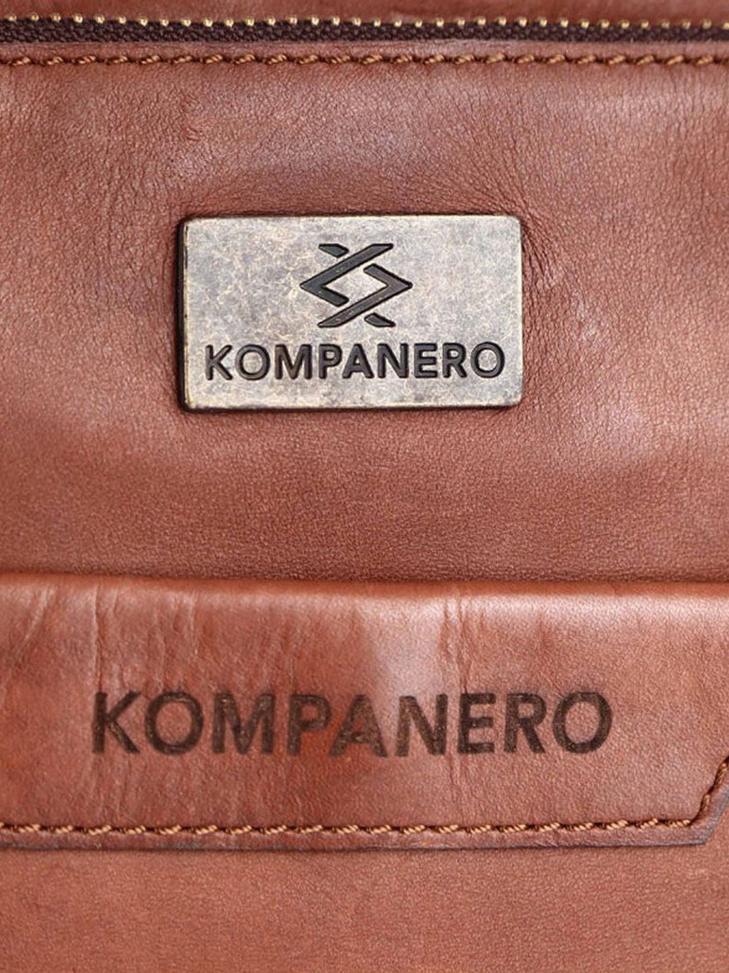KOMPANERO Leo Cognac Leather Solid Cross Body Bag