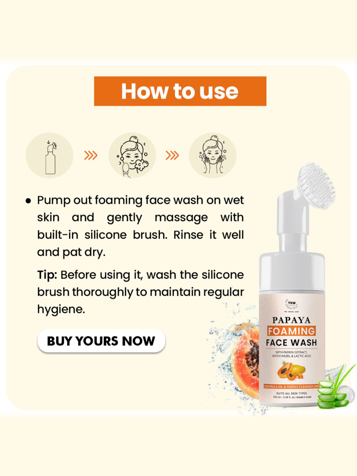 TNW-The Natural Wash Papaya Foaming Face Wash - 100 ml