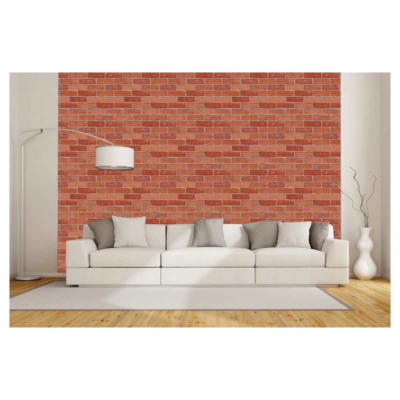 Devine Color Textured Brick Peel & Stick Wallpaper Red