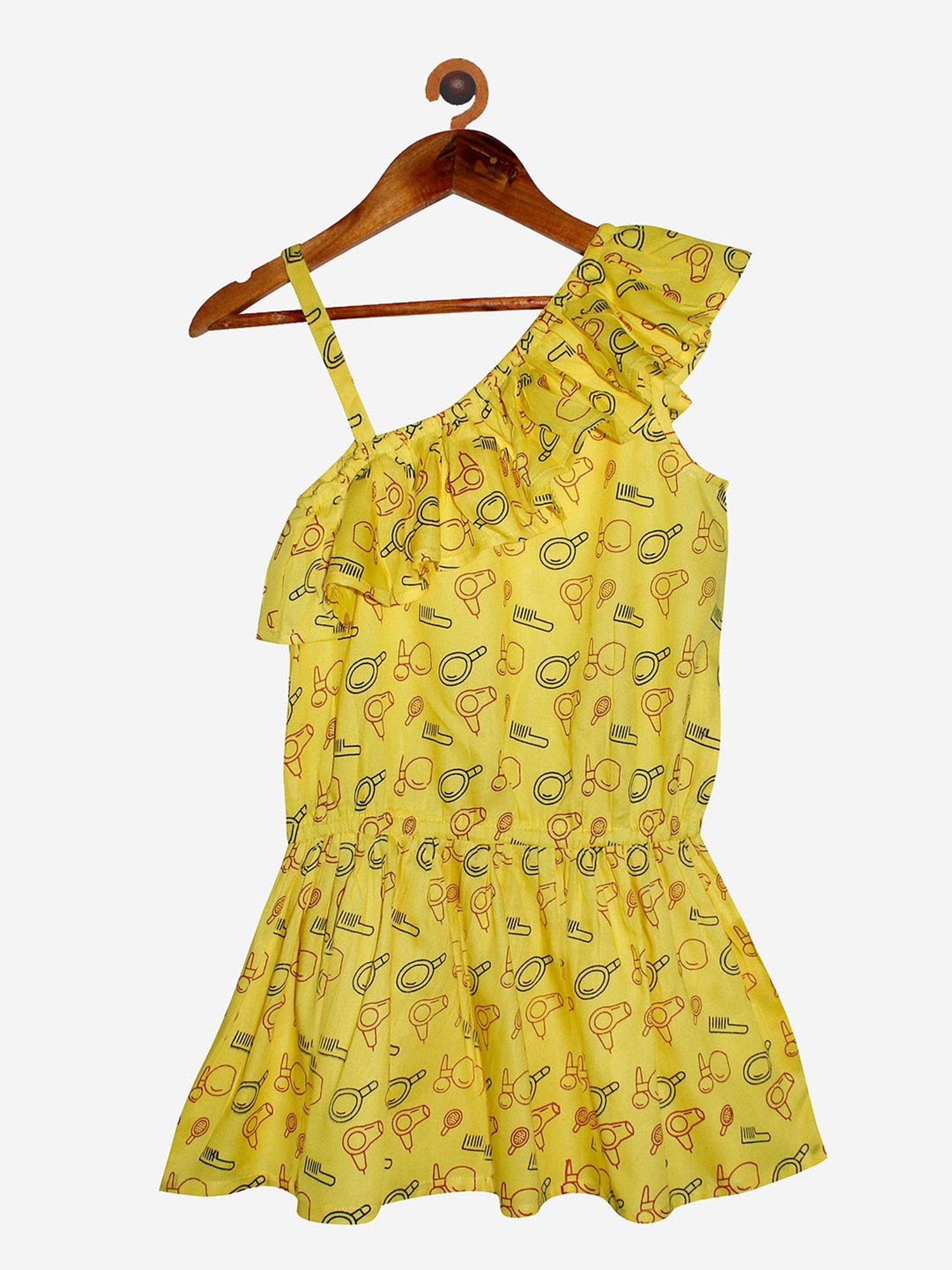 Kiddopanti Kids Yellow Printed Dress