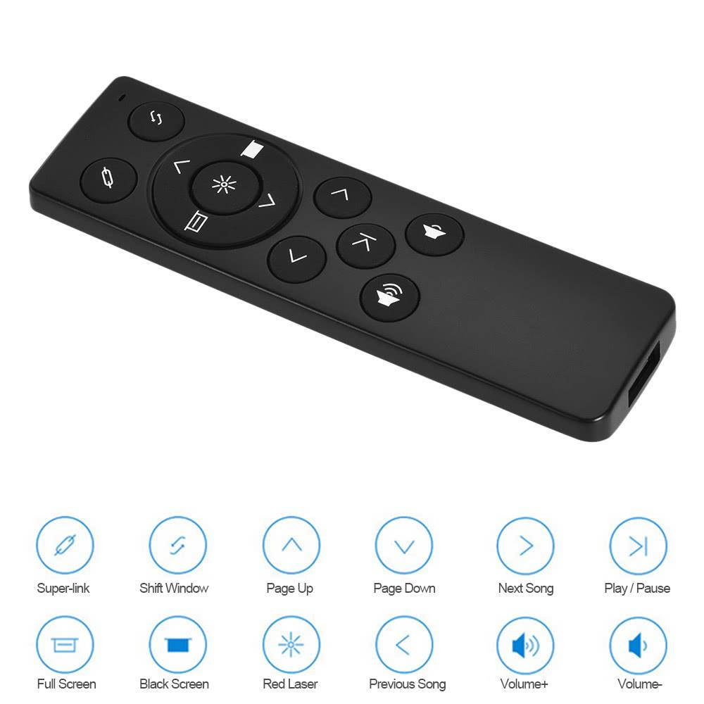 2.4GHz Wireless Multifunctional Presenter PowerPoint PPT Clicker Remote Control Plug and Play Black