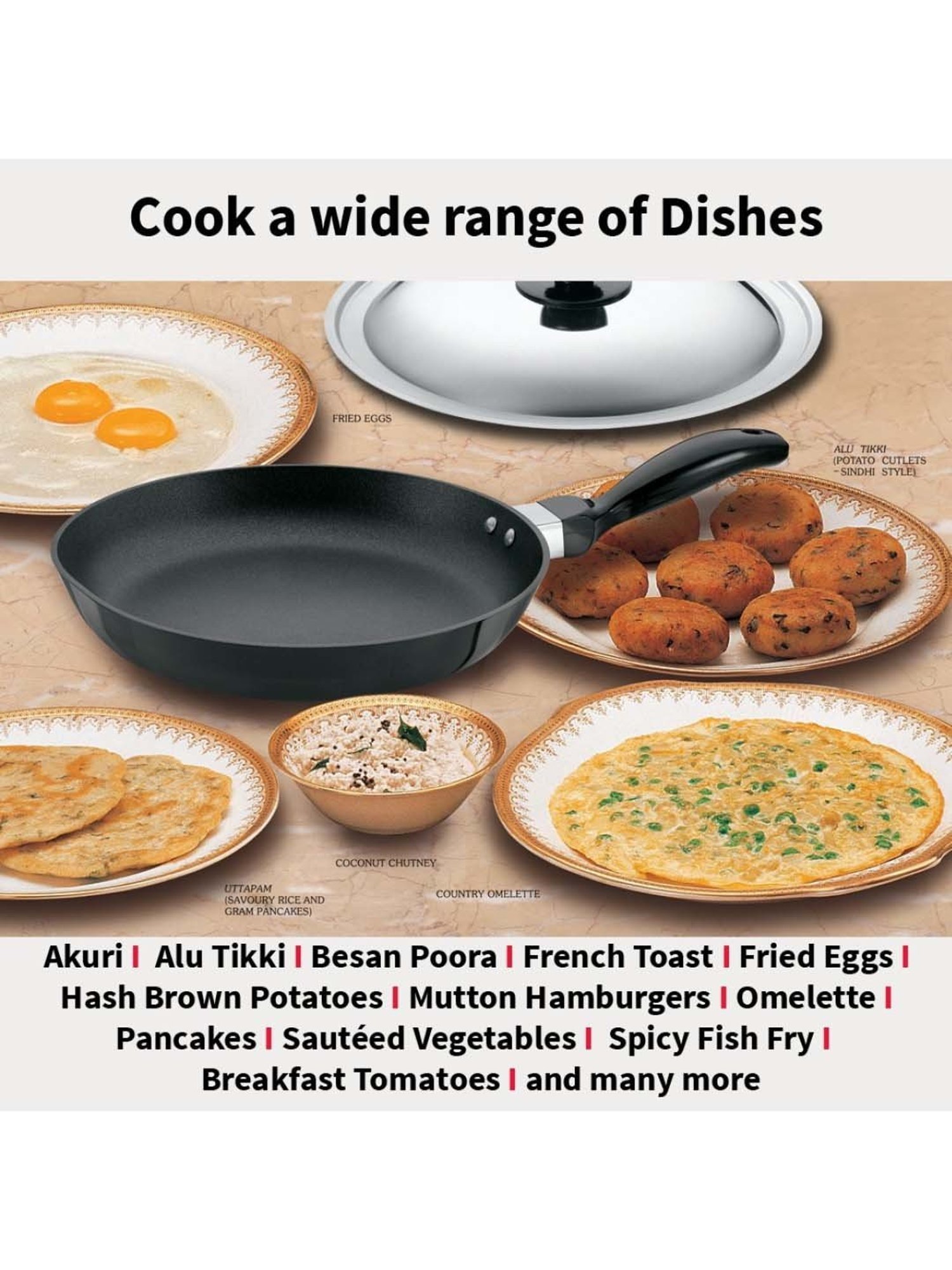 Hawkins Futura Nonstick Frying with Rounded Sides Fry Pan 24 cm diameter with Lid 1 L capacity