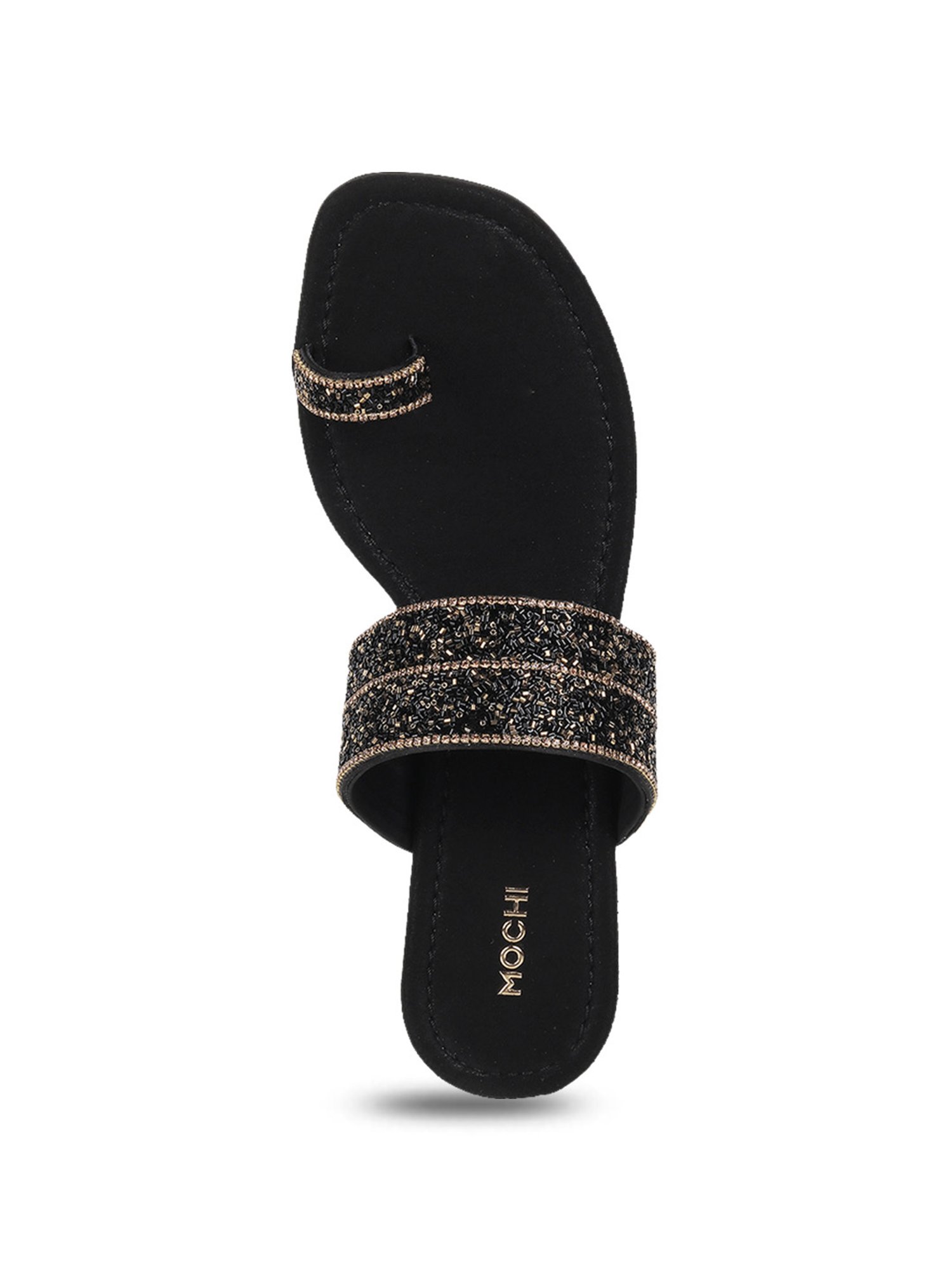 Mochi Women's Black Toe Ring Sandals