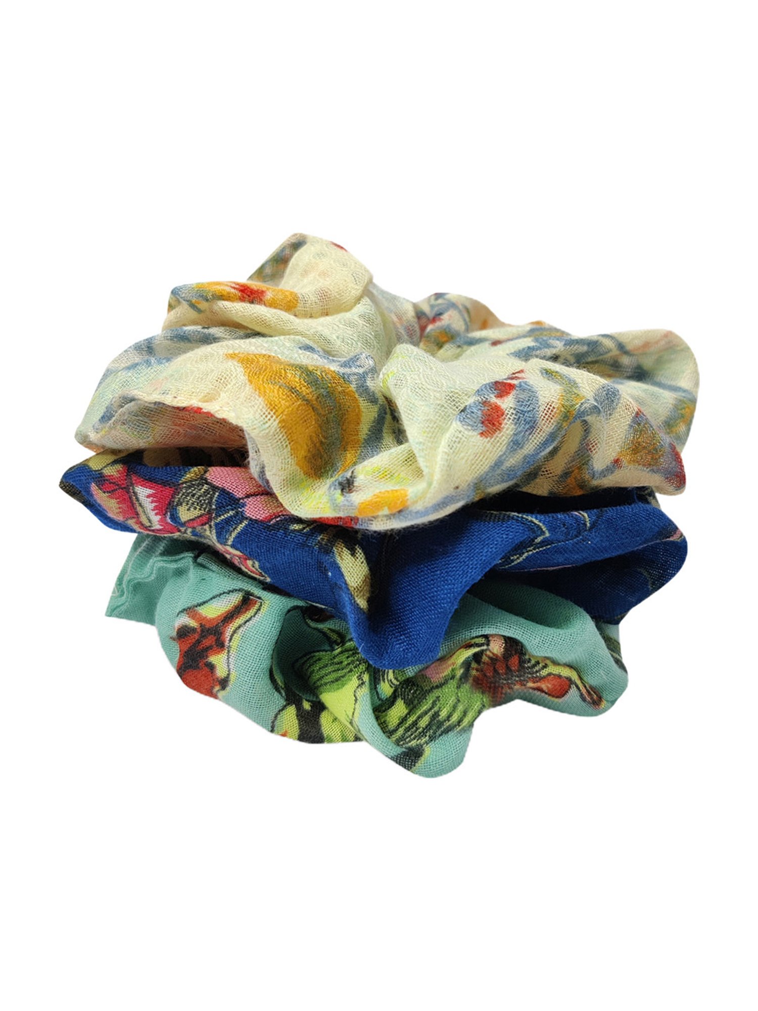 Aditi Wasan Multicolor Printed Scrunchies - Set of 3