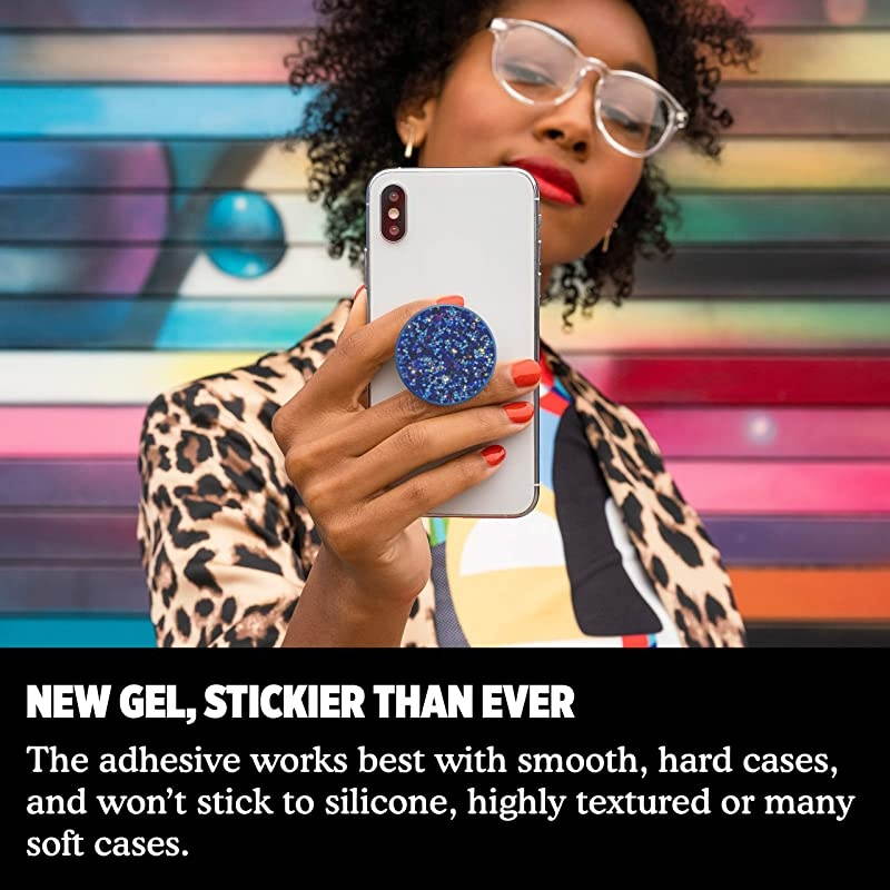 PopGrip with Swappable Top for Phones and Tablets Sparkle Peacock