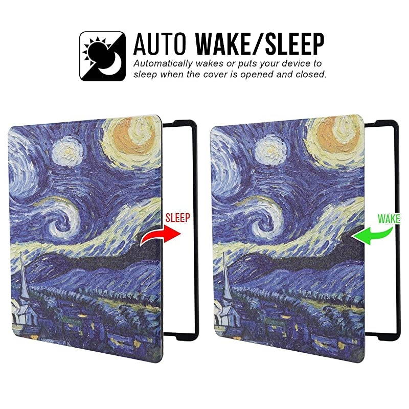 Water-Safe Case for All New Kindle Oasis 7 inch case 2019/2017 Release- PU Leather Smart Cover with Auto Wake/Sleep (City Night)