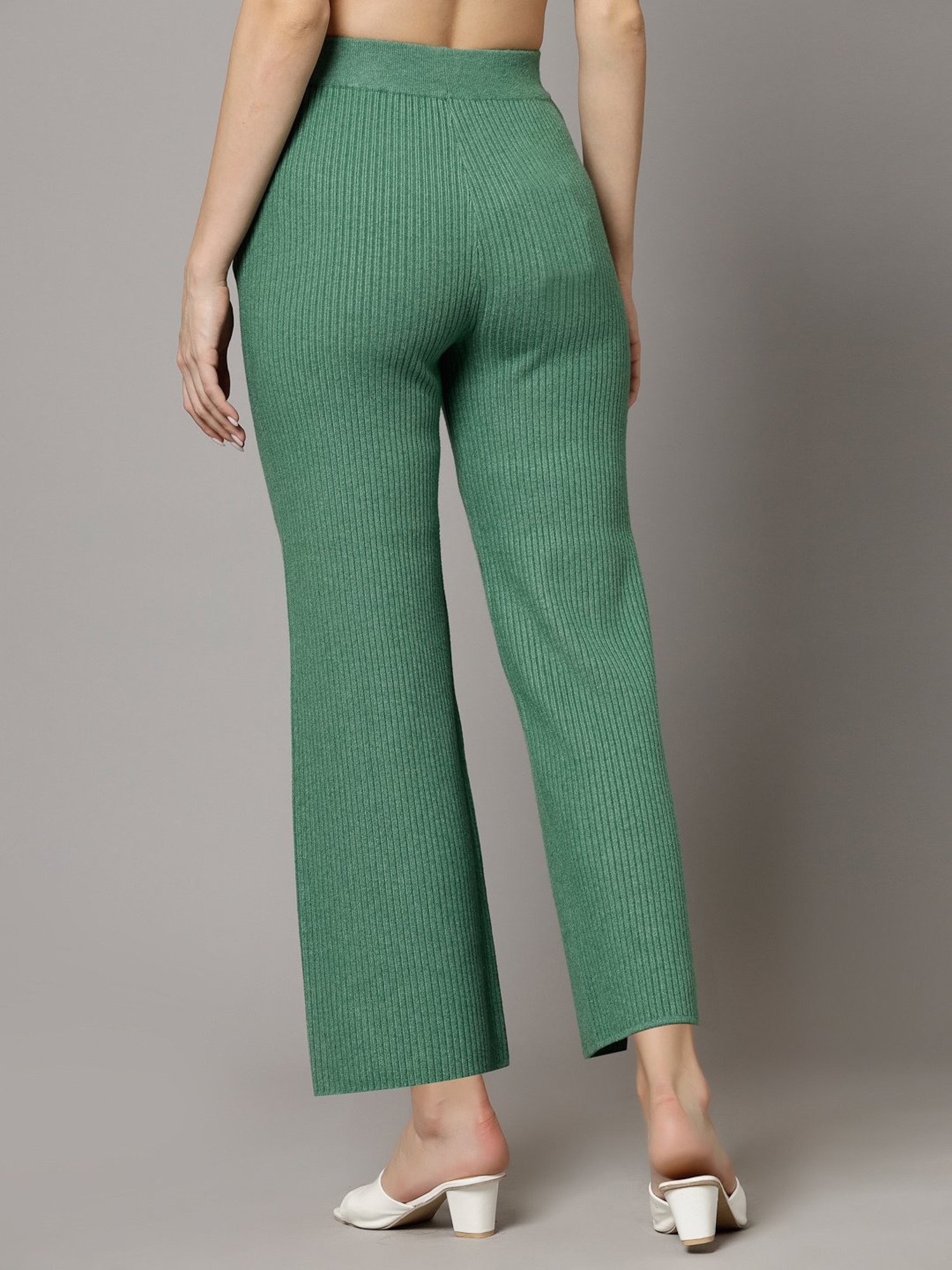 Mafadeny Green Regular Fit Mid Rise Palazzos