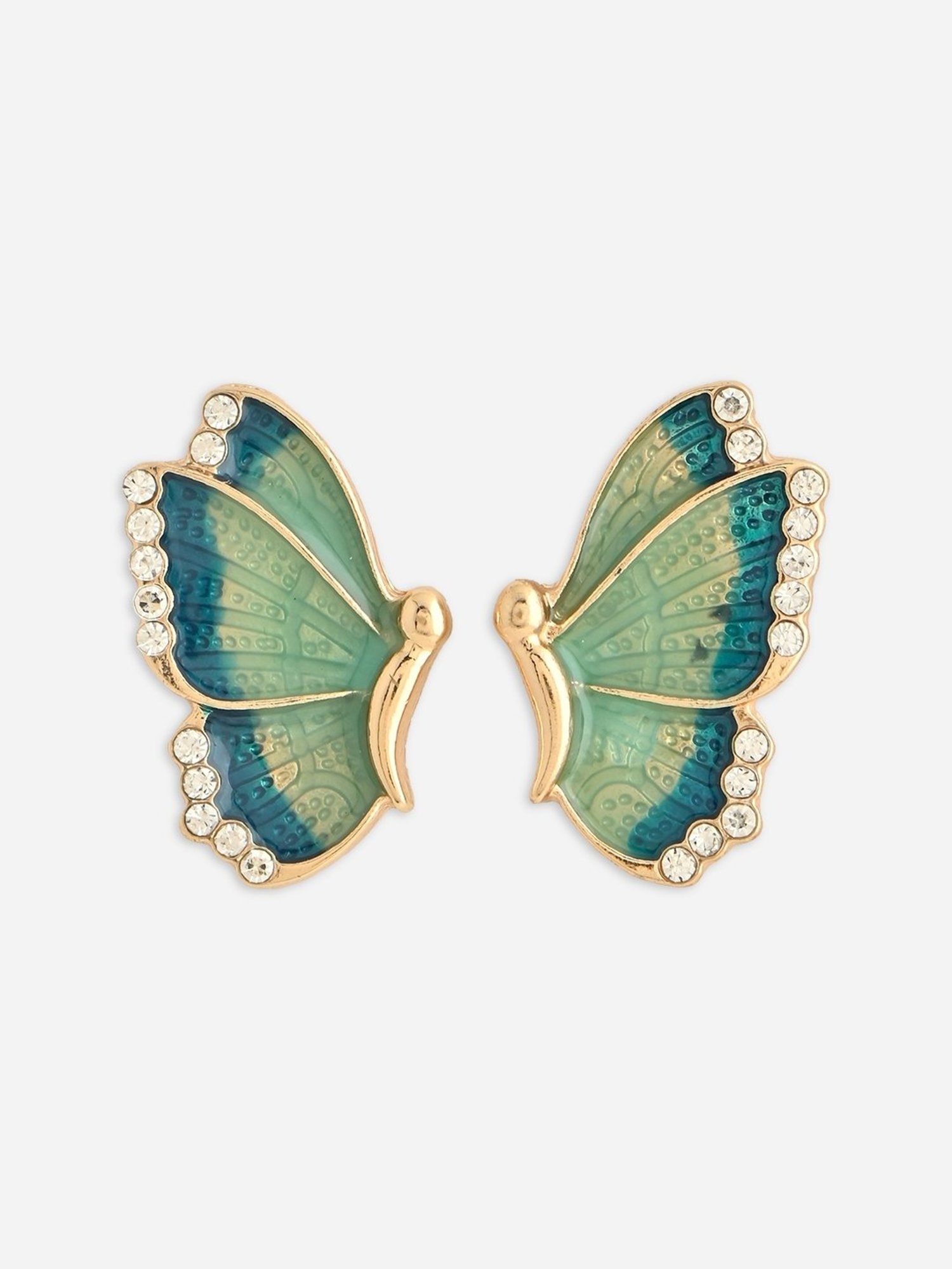 ToniQ Green Korean Butterfly Party Stud Earrings