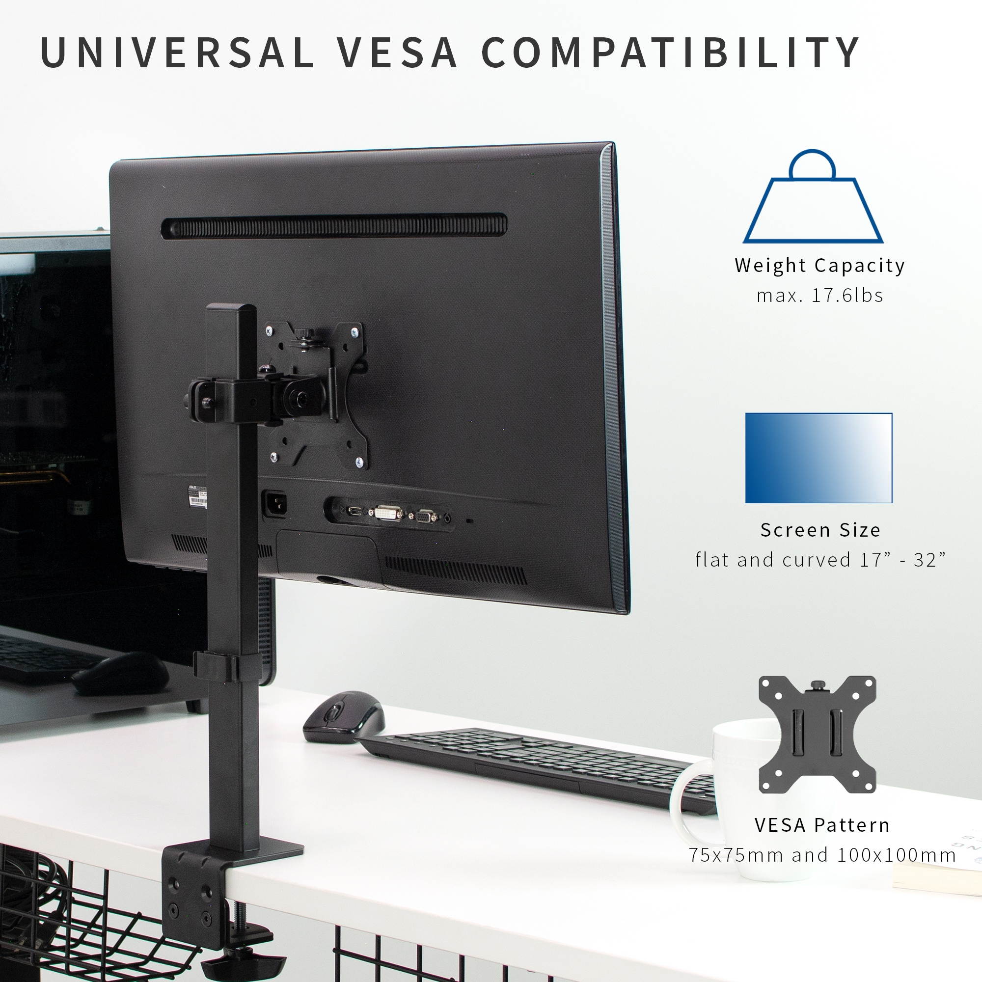 VIVO Single Monitor Fully Adjustable Desk Mount Stand for 1 LED/LCD Screen up to 32" (STAND-V101E)