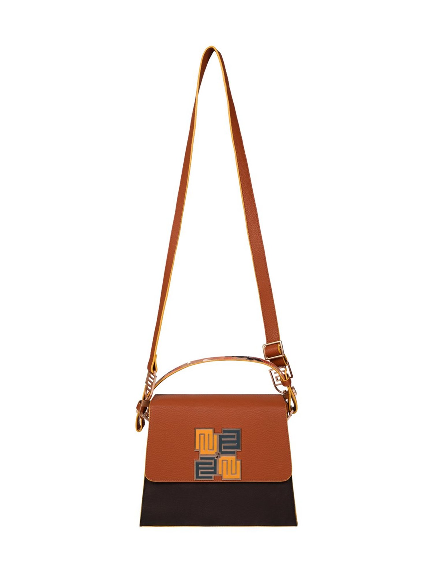 Eume Espresso Choco Brown Camo Vegan Leather Satchel Handbag