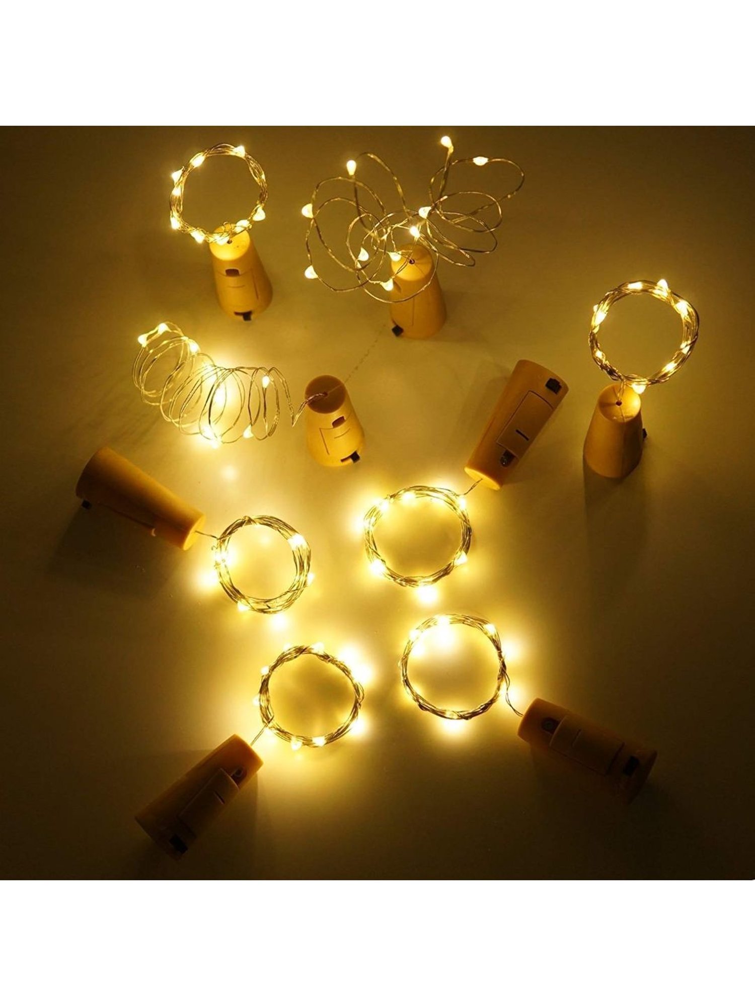 XERGY Cork Shaped Bottle Fairy String Lights Battery Powered for Diwali Home Decoration (Pack of 2)