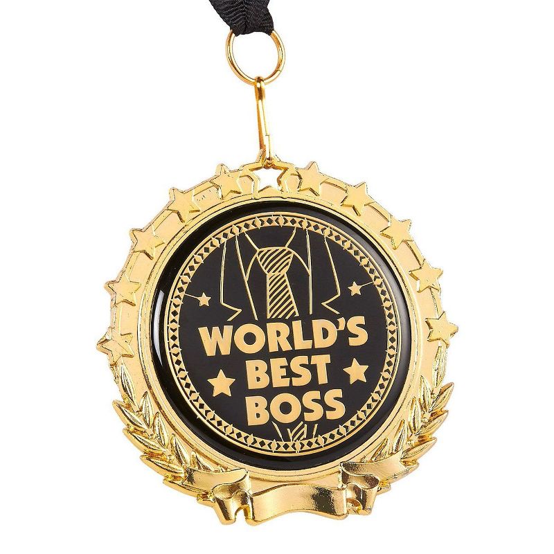 Juvale Gold Medal for Boss - World'S Best Boss with Ribbon - Company Event and Boss' Birthday Novelty Gift