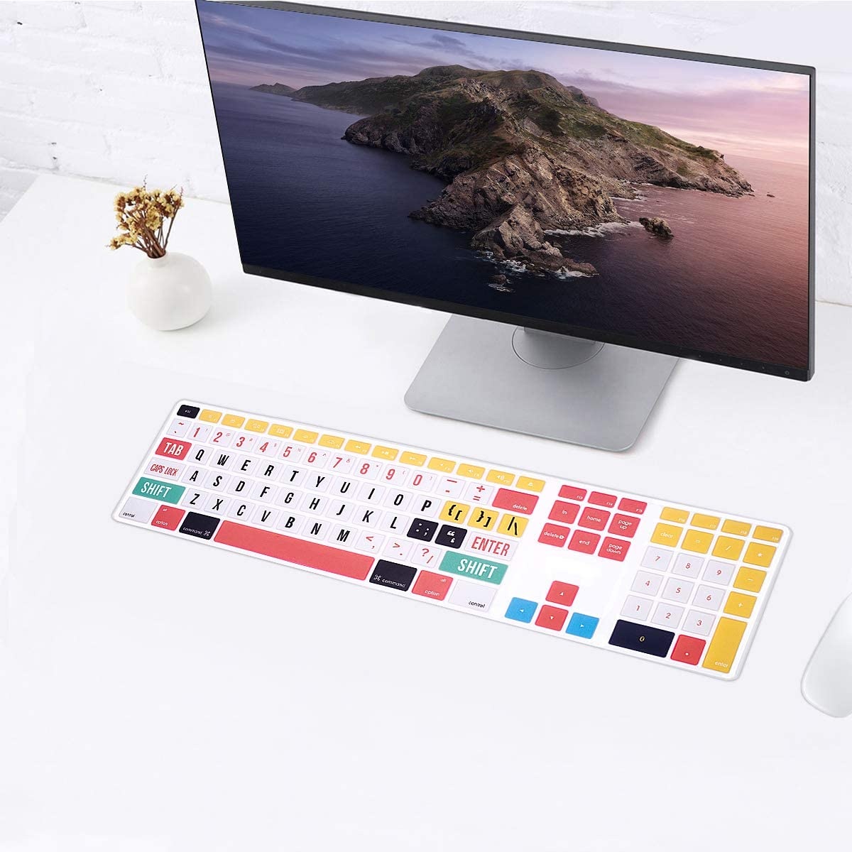 HRH for Apple iMac G6 MB110LL/B and MB110LL/A A1243 Keyboard with Numeric Keypad NumberPad Print with: Creative Big Font Design Silicone Keyboard Skin Cover [US Layout]