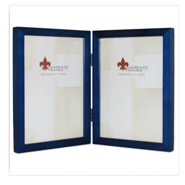 Lawrence Frames 755757D Lawrence Frames 5x7 Hinged Double Blue Wood Picture Frame - Gallery Collection