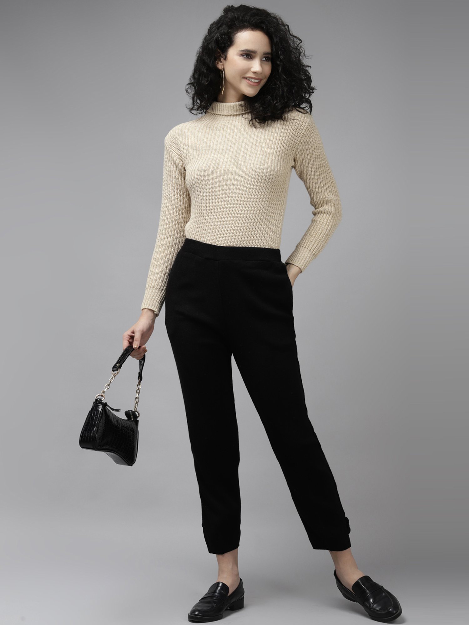 Cayman Black Mid Rise Trousers