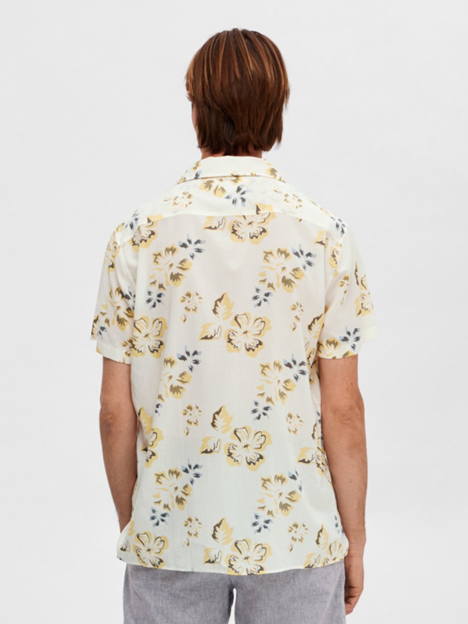 SELECTED HOMME White Regular Fit Floral Print Shirt