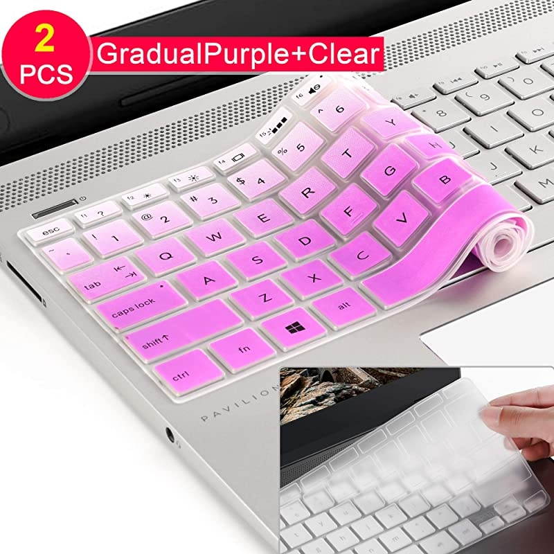 Pavilion X360 14M Keyboard Cover Ultra Thin Anti Dust Silicon Skin Protector for Pavilion X360 14M-BA011DX 14M-BA013DX 14M-BA015DX 14M-BA114DX 14" Touchscreen Laptop US Layout(Gradualpurple)