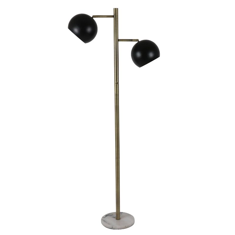 62" 2 Light Marble Morris Base Floor Lamp Brass - Decor Therapy
