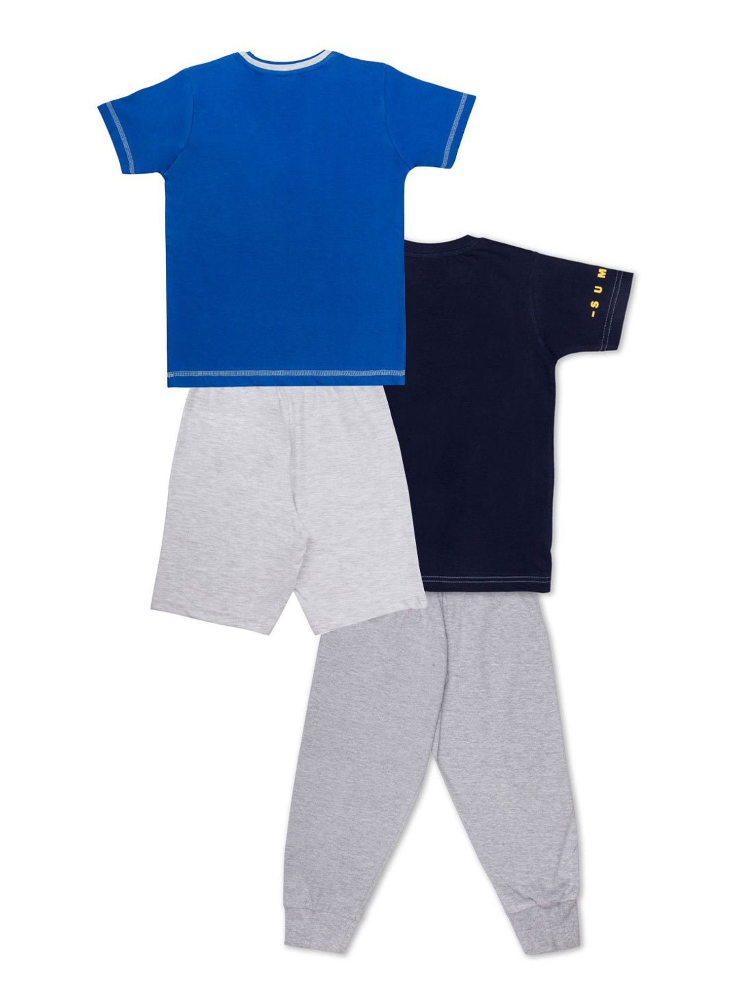 Todd N Teen Kids Blue & Navy Printed T-Shirts with Bottom (Pack Of 2)