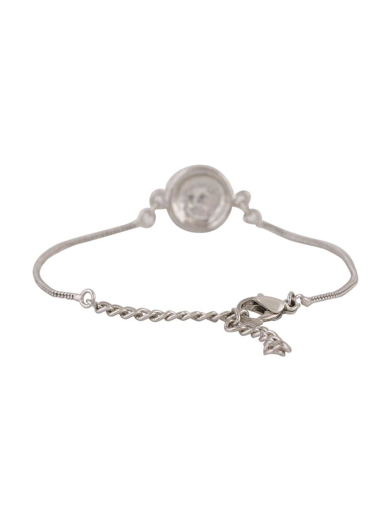 Estele Rhodium-Plated Moonlight Pearl Floral Bracelet for Women