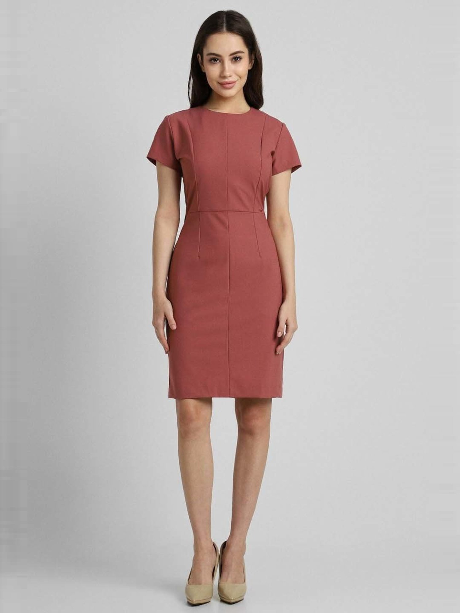 Allen Solly Pink Shift Formal Dress