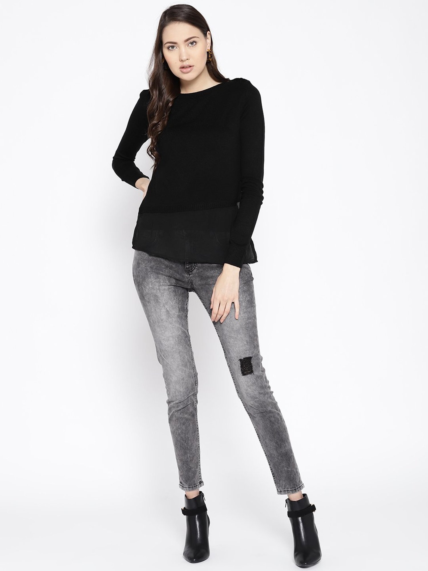 Cayman Black Full Sleeves Sweater