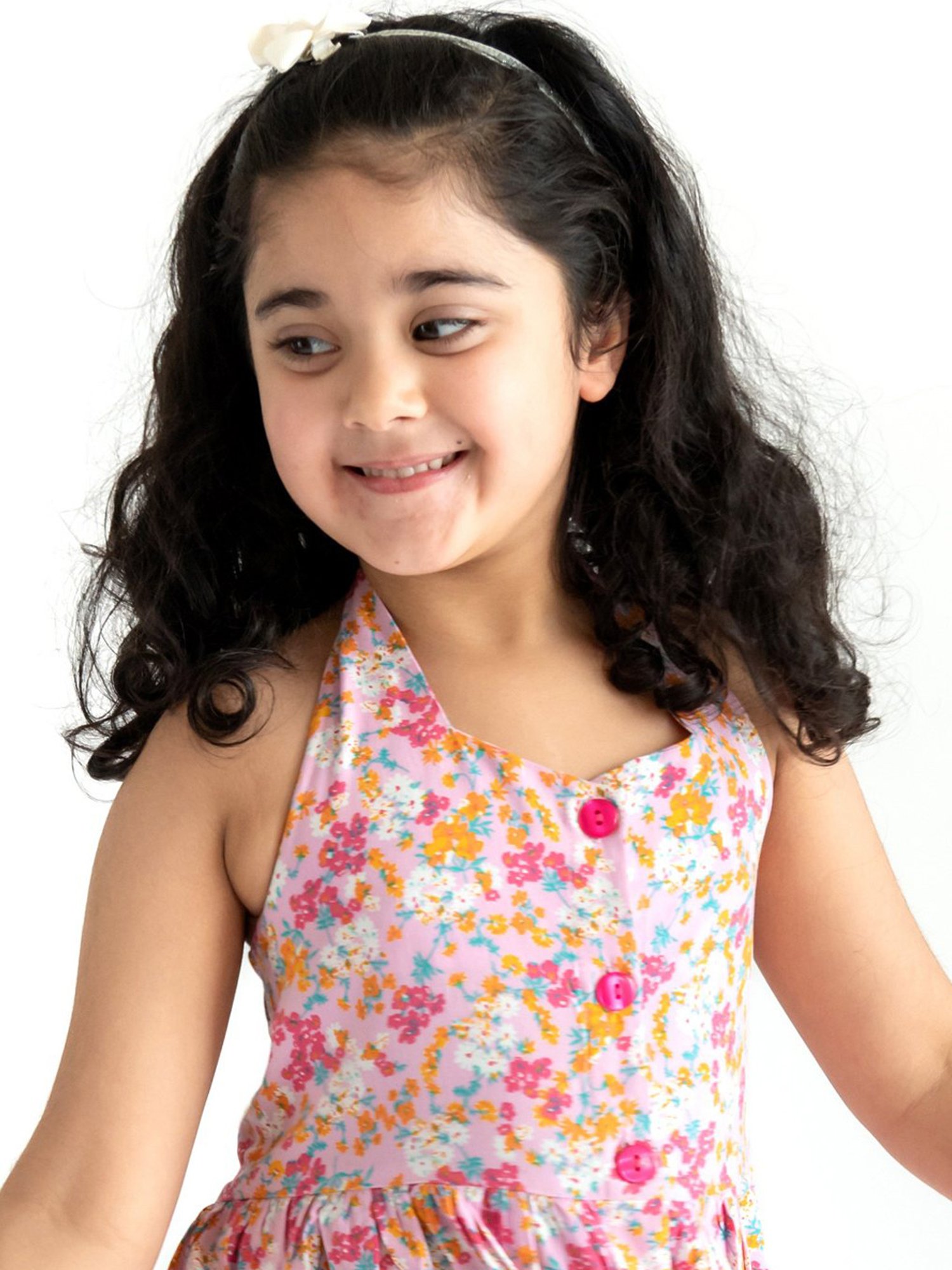 Campana Kids Multicolor Rayon Floral Print Dress