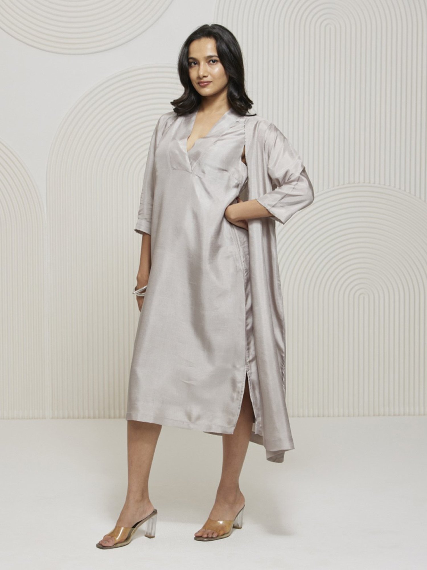 Artagai Pumice Stone Elevated Basics Paneled Dress with Shurg