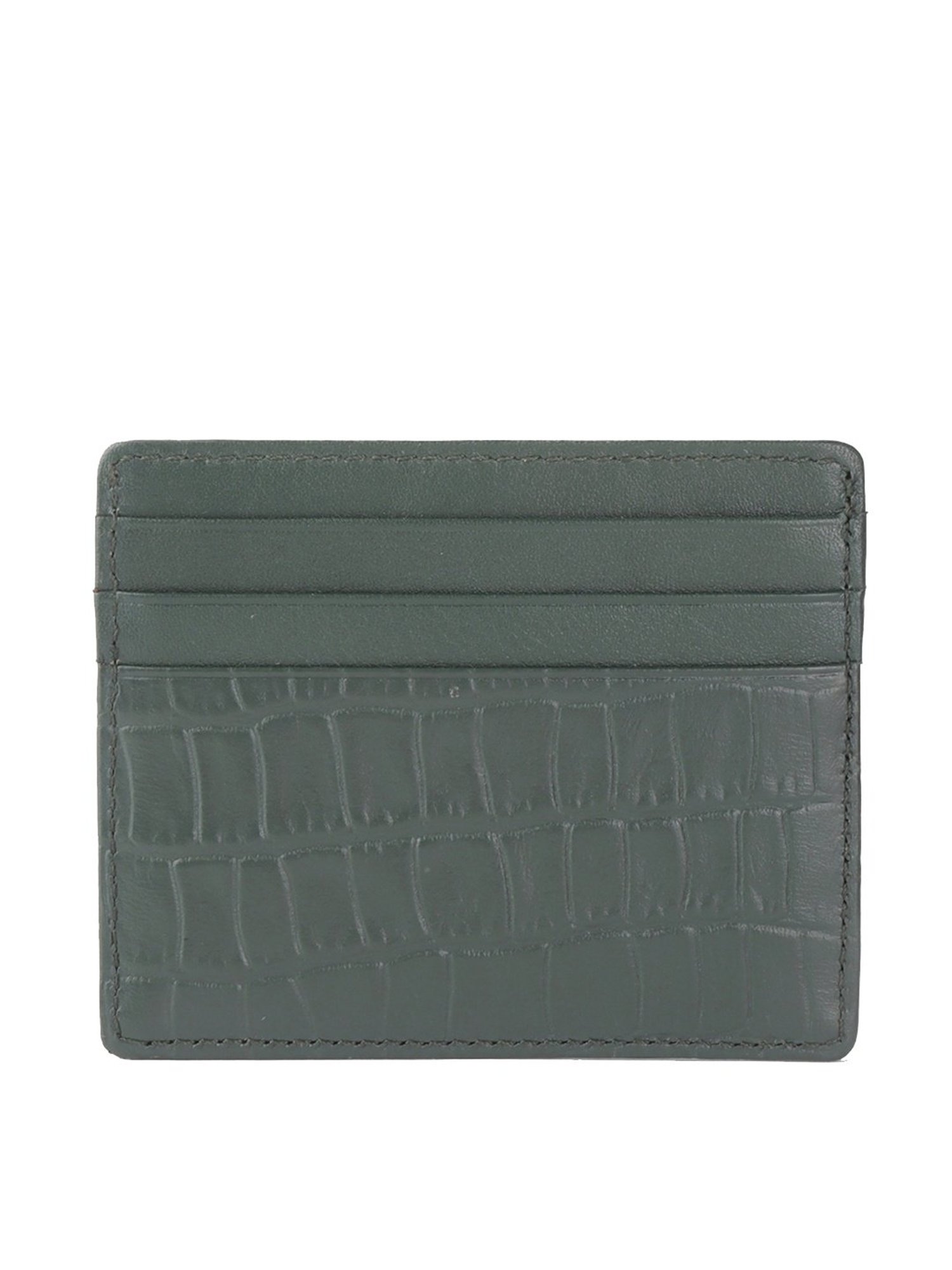 Brown Bear Olive Green Casual Leather Rfid Card Holder for Men
