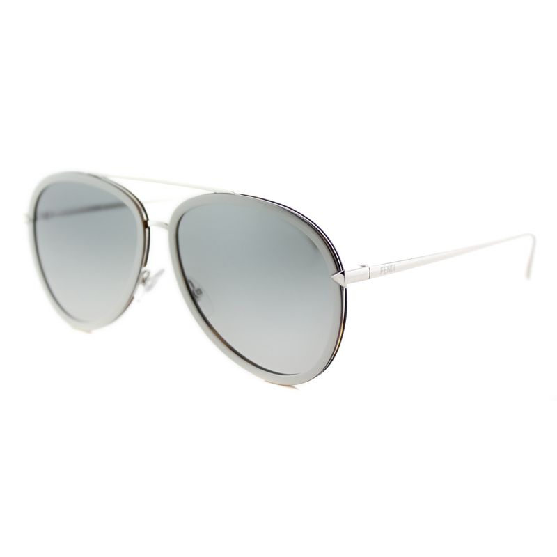 Fendi Funky Angle  V5A Unisex Aviator Sunglasses Beige Palladium 57mm