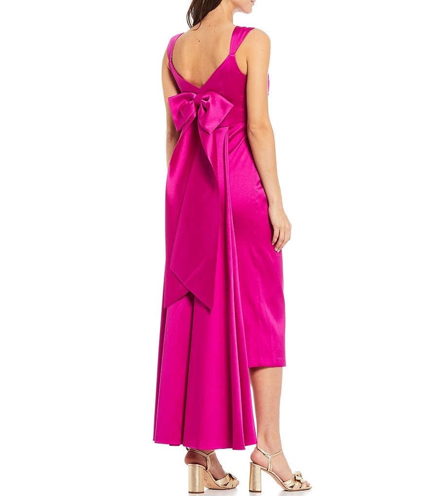 Aidan Mattox Stretch Mikado V-Bow Back Gown