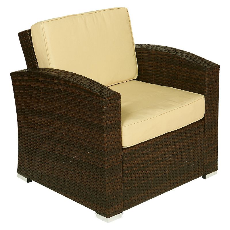 Bahia 4 Piece All Weather Wicker Seating Set Dark Brown with Beige Cushions - Thy Hom