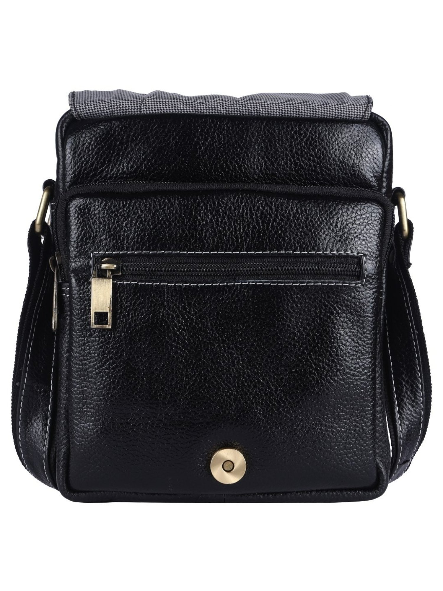 HiLEDER Black Textured Small Leather 8 inch Cross Body Bag