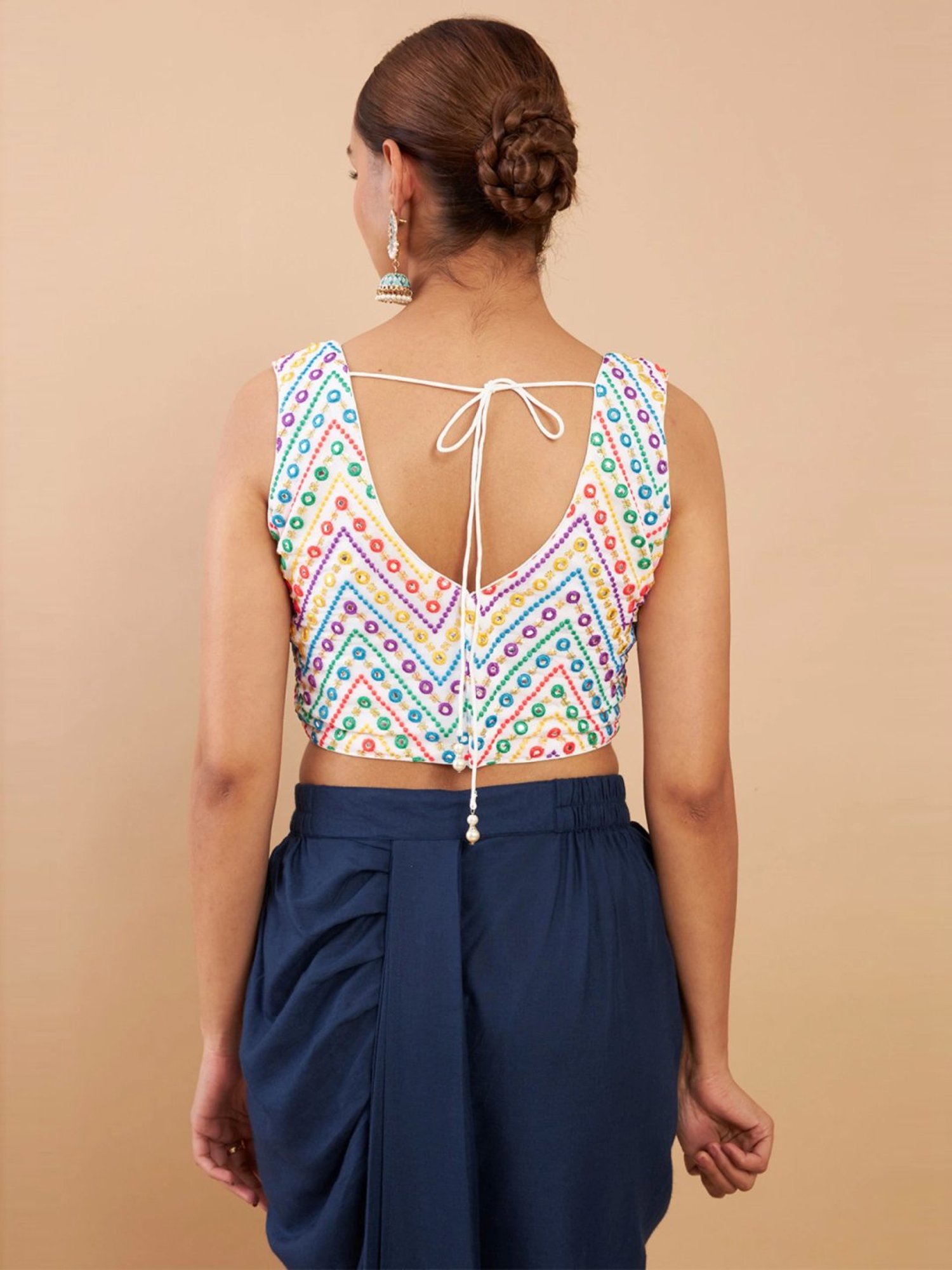 Soch White Embroidered Readymade Blouse