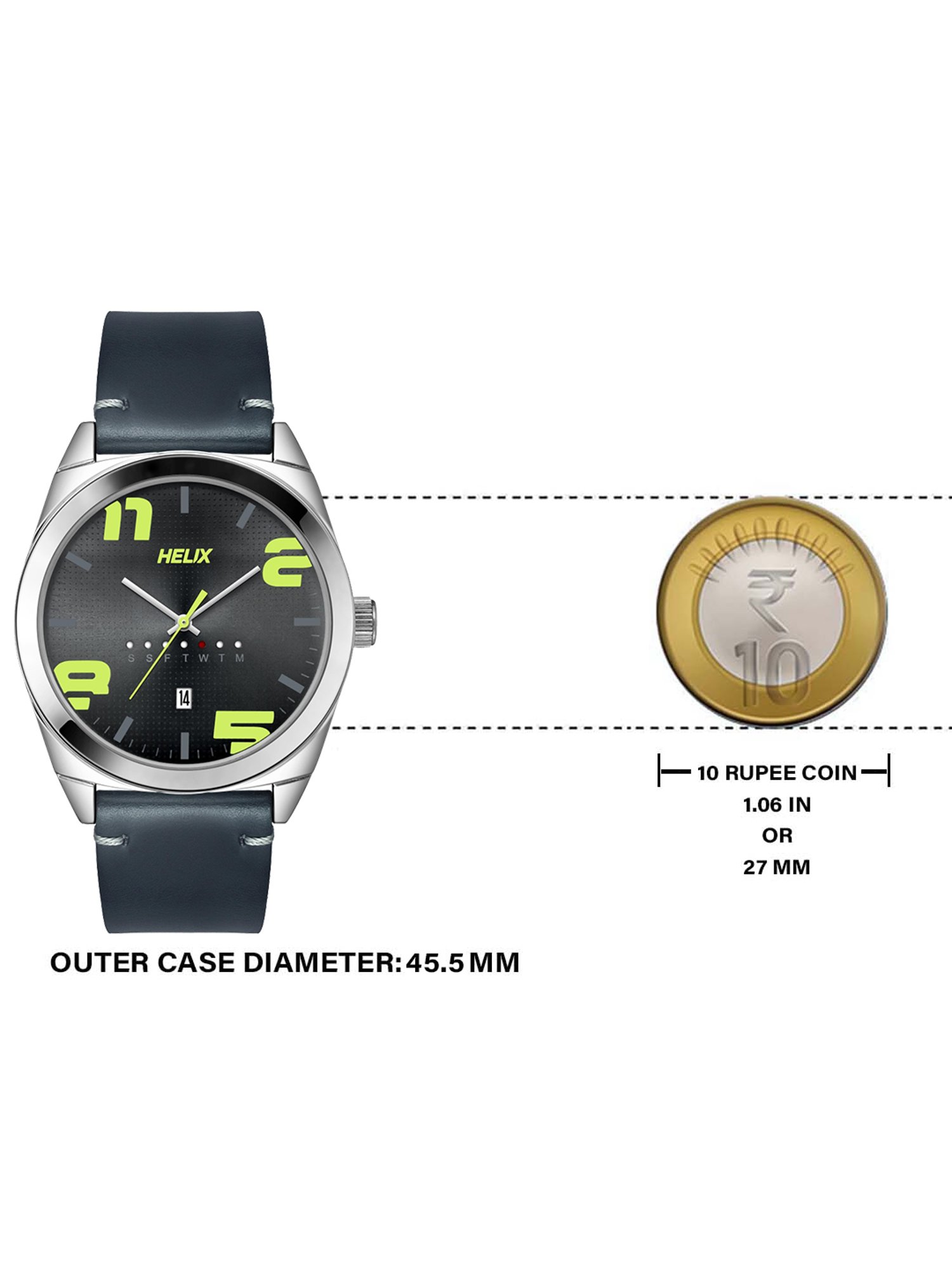 Helix By Timex Grey Round Dial Analog Leather Men Watch - TW044HG02