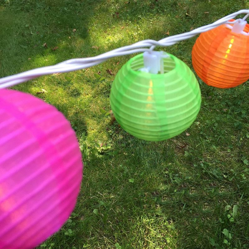 10ct Electric String Lights with 3"x7' Nylon Lanterns- Multi Color