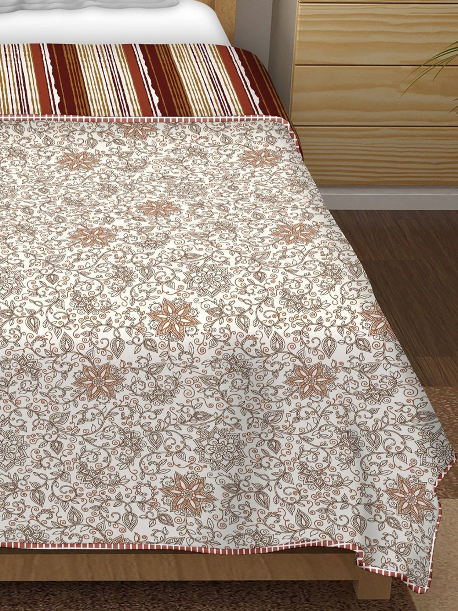 BELLA CASA Finland Printed Multicolor 180 TC Cotton King Reversible AC Dohar