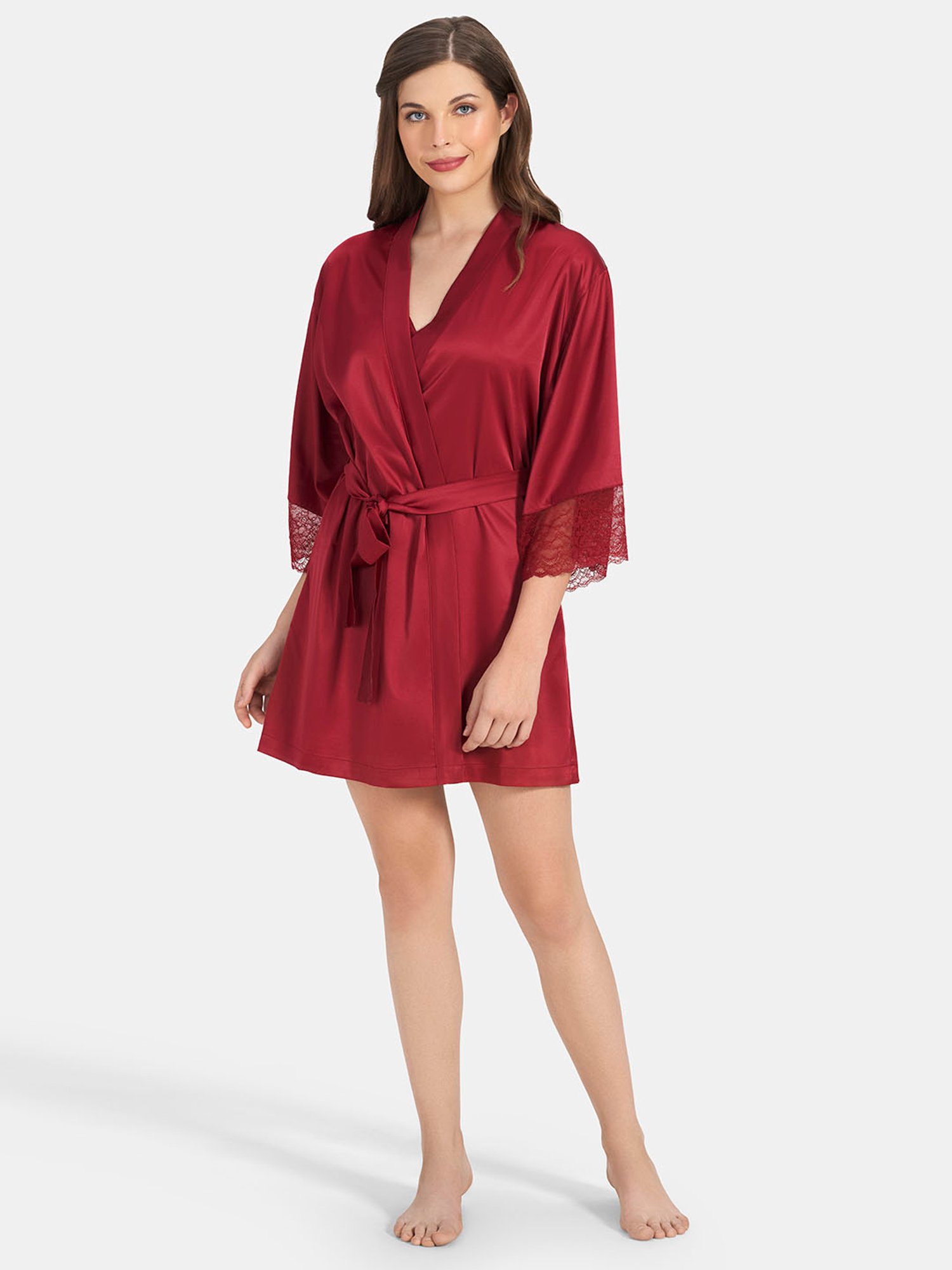 Amante Maroon Short Robe