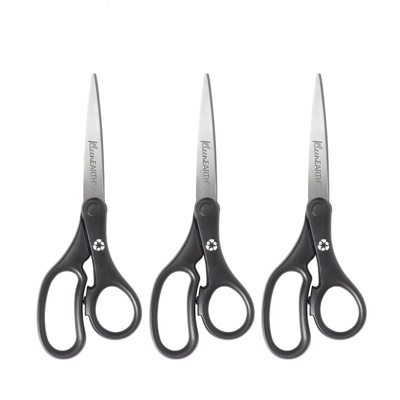 Westcott KleenEarth Basic Plastic Handle Scissors 8" Long Pointed Black 3/Pack 15585