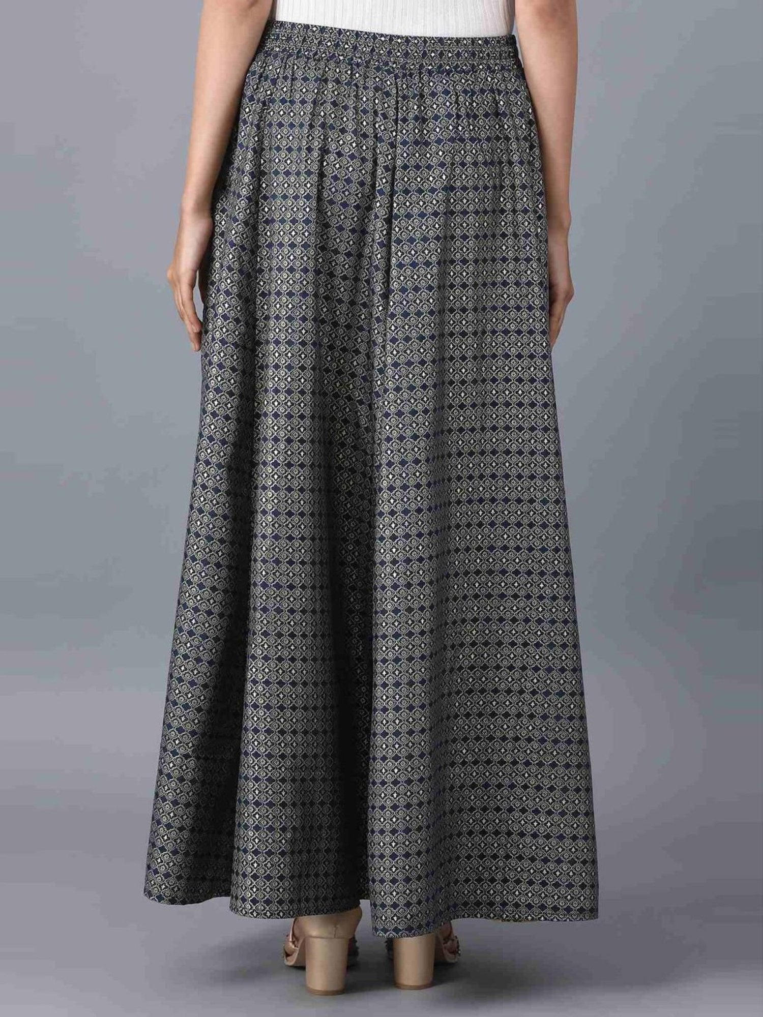 Elleven Blue & Grey Printed Skirt
