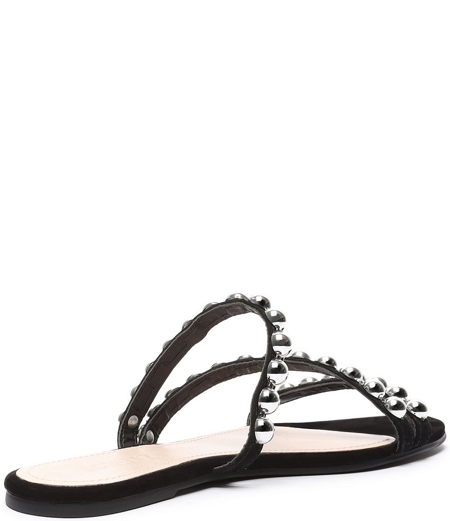 Schutz Aurelia Studded Suede Flat Slide Sandals