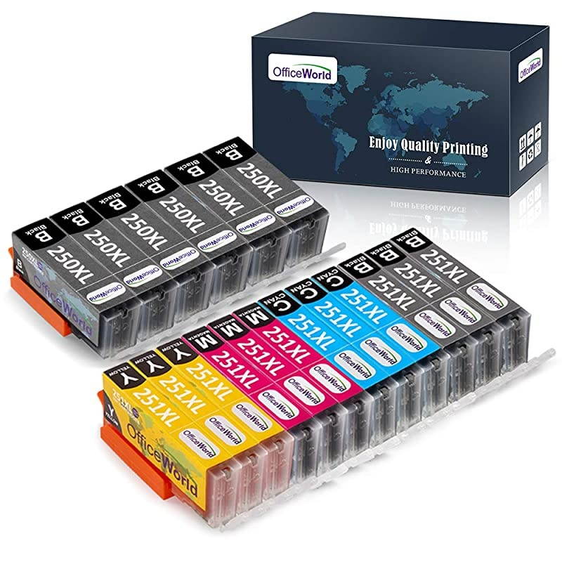 Compatible 250 251 Ink Cartridge Replacement for Canon 250XL 251XL PGI250XL CLI251XL 18 Packs for use with Canon PIXMA MX922 MG7520 MG5520 MG5420 MG7120 MG6320 Printer
