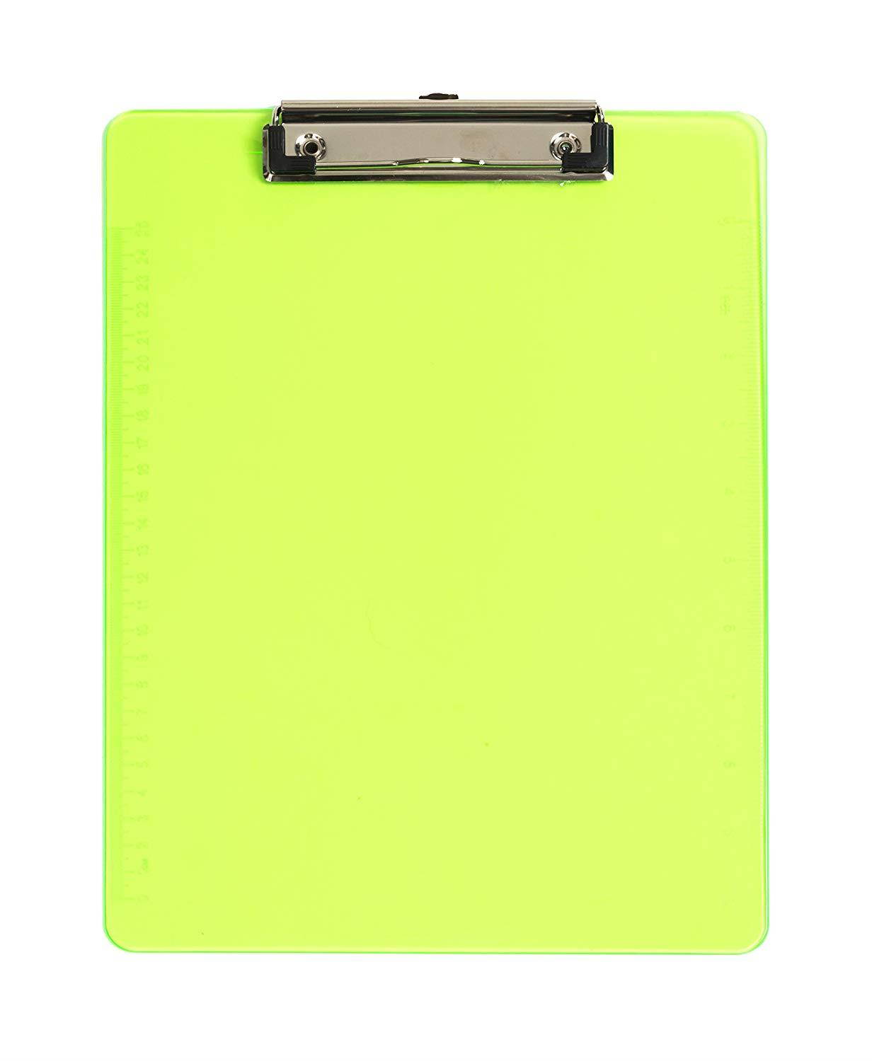 6 Pack Assorted Transparent Color Plastic Clipboards, 2.3mm Heavy Duty Board, Low Profile Clip, Clipboards for classrooms, Offices, Restaurants, Doctor Offices, 6 Plastic Clipboard Pack