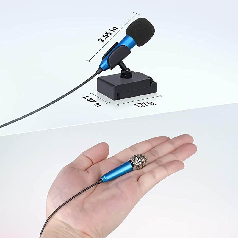 Mini Portable Vocal/Instrument Microphone for Mobile Phone Laptop Notebook Apple iPhone Sumsung Android with Holder Clip - Blue